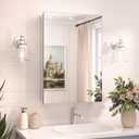 TokeShimi 16x24 Bathroom Medicine Cabinet with Mirror Tempered, Aluminum Silver Mirrored Medicine Cabinet Recessed or Surface Mount with Adjustable Storage Metal for Modern Farmhouse