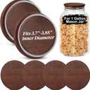 4 PCS 1 Gallon Mason Jar Lids Wooden Fits 3.7 Inch Inner Dia Replacement Mason Jar Lids Ball Glass Jar Lids Wooden Lid with Silicone Seal Canning Jars Lids Only for 1 Gallon Jars(4, Dark Acacia)