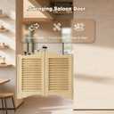 Swinging Louvered Cafe Doors, Wood Cafe Saloon Swing Door, Interior Partition for Hallway Kitchen Bar Porch Decoration, Cellars Barn Auto Close Half Door (Burlywood, 35.4x35.4in)