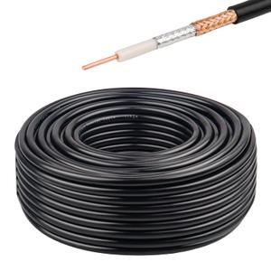 XRDS -RF RG8X Coaxial Cable 100FT 50 Ohm - Solid Copper Core, PVC Jacket, Low Loss, Ideal for Antenna, CB Radio, and Ham Radio Applications