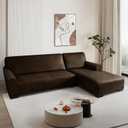 Sectional Couch Covers, Leather Look Sofa Cover L Shape 2PCS Soft Stretch Slipcover for Sectional Sofa, Non Slip Furniture Protector (3 Seat Sofa + 3 Seat Left Chaise, Coffee)