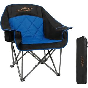 FAIR WIND XL Oversized Fully Padded Camping Chair Heavy Duty for Adults
Extra-Wide Seat, 4-Layer Filling Fabric,Convenient Storage,Large Bag,Up to 500 LBS,Portable for Outdoor,Campfire,Road Trip