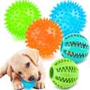 2 Different Functions Interactive Ball for Dogs 2.5 Squeaky Dog Balls Toys and Puppy Teething Chew Toy Balls for Small Dogs for Clean Teeth and Training, 5Pcs