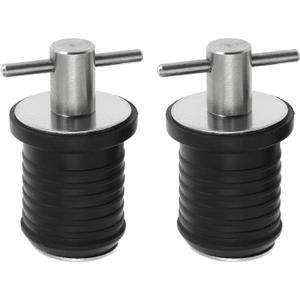 2 Pcs Boat Drain Plug With T Handle - Snap Rubber Plugs With Brass/Stainless Steel Handle - Marine Twist Accessories (1 inch)