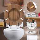 Round Toilet Seat Molded Wood Toilet Seat with Quietly Close and Quick Release Hinges, Easy to Install also Easy to Clean by Angol Shiold (Round, Natural)