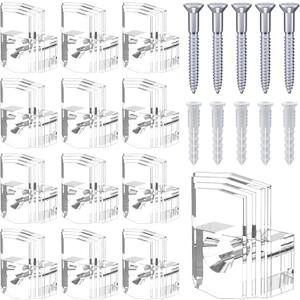 Mirror Holder Kit - 22 Crystal Clear Plastic Clips, Glass Retainer Clips, Hanging Kit with Screws and Fixed Mirror Box Door