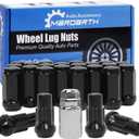 Set of 20 Acorn Lug Nuts + 4 Wheel Locks, 14x1.5 1.75 Inch Compatible with 1999-2024 Chevy Silverado Sierra 1500 Black