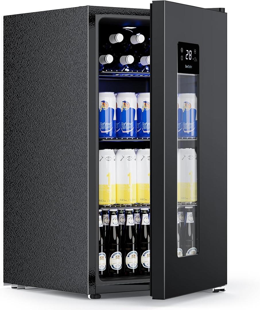 COWSAR 3.2 Cu.Ft Beverage Refrigerator, Electronic Control & LCD Display, 20-50℉ Temperature Range – Mini Fridge for Soda, Wine or Beer