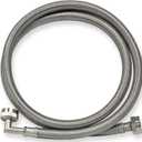 Eastman 6 ft Washing Machine Hose Connector with Elbow, 3/4 in FHT x 3/4 in FHT, Braided Stainless Steel, 48375 (Silver)