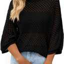 KIRUNDO Crochet Tops for Women Summer Batwing Sleeve Beach Sweater Lightweight Knit Cover Up Shirts Cruise Vacation Outfits, Medium