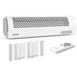 shinic Window Fan with Reversible Airflow, 4 Speeds, Thermostat Remote Control, Weather Resistant, Quiet Window Fan, 6 Spacer Blocks, Fits 26.0" - 39.7" Window, for Home Bedroom Kitchen Office, White, Large