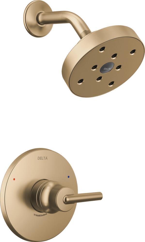 Delta Faucet Trinsic 14 Series Single-Function Shower Trim Kit with Single-Spray H2Okinetic Shower Head, Champagne Bronze T14259-CZ (Valve Not Included)