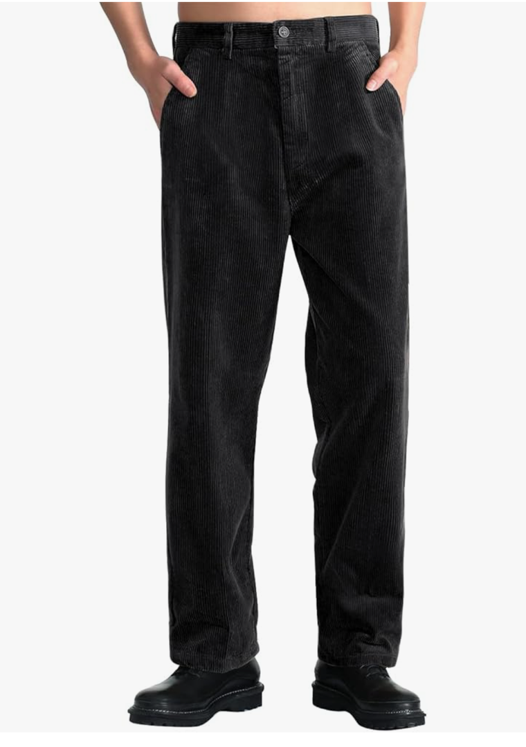 IDEALSANXUN Mens Corduroy Pants Flat Front Straight Leg Casual Pants, Size: 32W x 30L