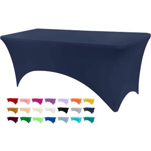 Table Covers for 6 Foot Tables, Navy Blue Washable and Wrinkle Resistant Stretch Tablecloths Rectangle 6ft for Events, Wedding, Banquets, Parties (72" x 30" (Rectangular))