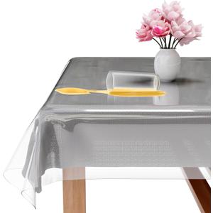 XFasten Plastic Table Cover Transparent 54 x 120 Inch Waterproof, Stain-Proof Vinyl Clear Plastic Tablecloth Protector Non-Yellowing Clear Table Cover Protector for Dining Room Rectangle Table