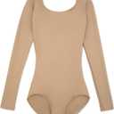 Capezio Girls' Team Basics Long Sleeve Leotard (Large, Nude)