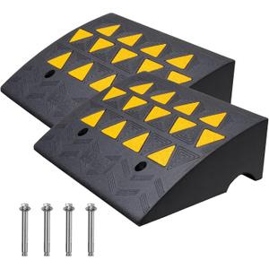 VEVOR Rubber Curb Ramp, 6" Rise Height 2 Pack, Heavy-Duty 33069 lbs/15 T Capacity Threshold Ramps, 19" L x 15" W Driveway Ramps with Stable Grid Structure for Cars, Wheelchairs, Bikes, Motorcycles