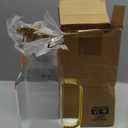 2 Quart (2 Liter 68 oz) Square Glass Pitcher with Lid and Spout, Water Pitchers with Handle for Fridge, Borosilicate Glass Carafe for Hot/Cold Drink, Large Jug for Iced Tea, Coffee, Beverage, Cold (67.6 Ounces, Gold)