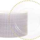supernal 100 Pieces Clear Plastic Plates, 10 Inch Elegant Disposable Plates with Gold Rim, Heavy Duty Plastic Dinner Plates for Party, Wedding and Birthday
