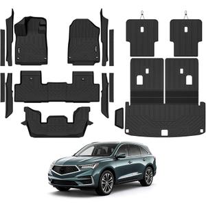 Floor Mats for 2022-2026 Acura MDX Accessories | Trunk Mat with Backrest Mat and 2nd Row Backrest Mat & Door Sill Guard All Weather TPE Protector Floor Liners