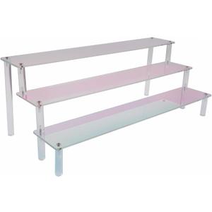 MY MIRONEY 3 Tier Acrylic Riser Display Shelf Iridescent Display Stand Figurines Decoration Organizer Cupcakes Holder for Display Food Desserts Collectibles Perfume Makeup(15.75" x 7.28" x 5.91")