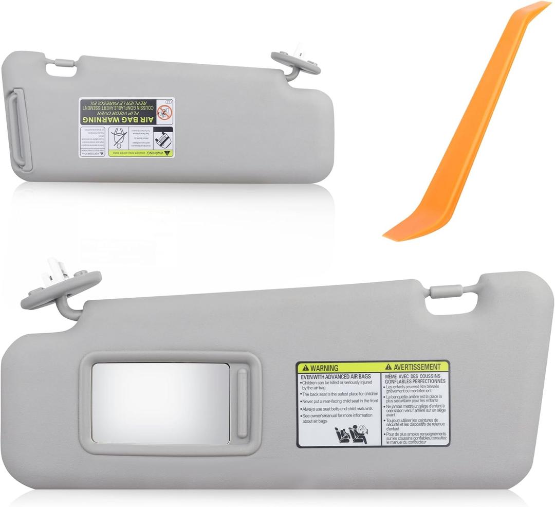 BULIAZY Car Sun Visor, Gray Sun Visor fit for Toyota Highlander 2008 2009 2010 2011 2012 2013 with Sunroof and Light Left Driver Side Sunvisor Replaces# 74320-48500-B0