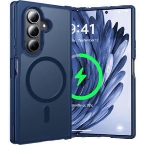 NO.1 Magnetic for Samsung Galaxy Z Fold 7 Case Compatible with MagSafe [Military Grade Drop Tested][Translucent Matte][Anti-Fingerprint] Soft Silicone Bumper for Samsung Fold 7 Case Slim,Blue