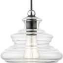 Livex Lighting, 52831-68, Everett, Pendant, Shiny Black with Chrome Finish Accents