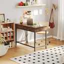 Mexin Small Desk with 2 Wooden Drawers, 40 Inch Home Office Writing Desk, Vanity Desk with Storage, Computer Desk for Bedroom Small Spaces, Table for Office, Kids Study, Makeup, Rustic Brown
