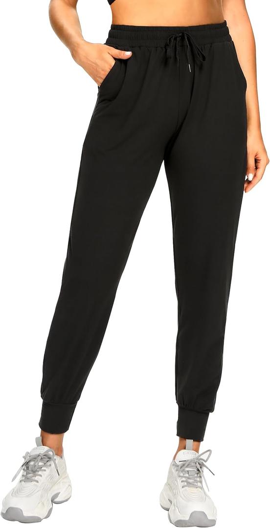 FULLSOFT Sweatpants for Women with Pockets-Womens Joggers Yoga Lounge Pants Relaxed-fit Leggings for Cycling Workout Running (Large, Black)