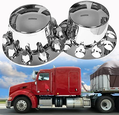SEBLAFF Set of 4 Rear Wheel Axle Hub Cover Kit 33mm Nut Covers Replacement for semi-Truck 22.5 in and 24.5 in Wheels Chrome ABS Plastic