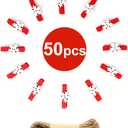50PCS Christmas Wooden Clothespins, Mini Snowflake Photo Clips, Mini Wooden Pegs with 10 Meters Jute Twine for Hanging Christmas Cards Photo Paper Crafts