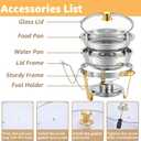 Chafing Dishes for Buffet1 Pack 4.5QT Round Chafing Dishes for Buffet, Gold and Silver Stainless Steel Chafing Dish Buffet Set with Glass Lid and Lid Holder for Home Parties, Gatherings,Wedding