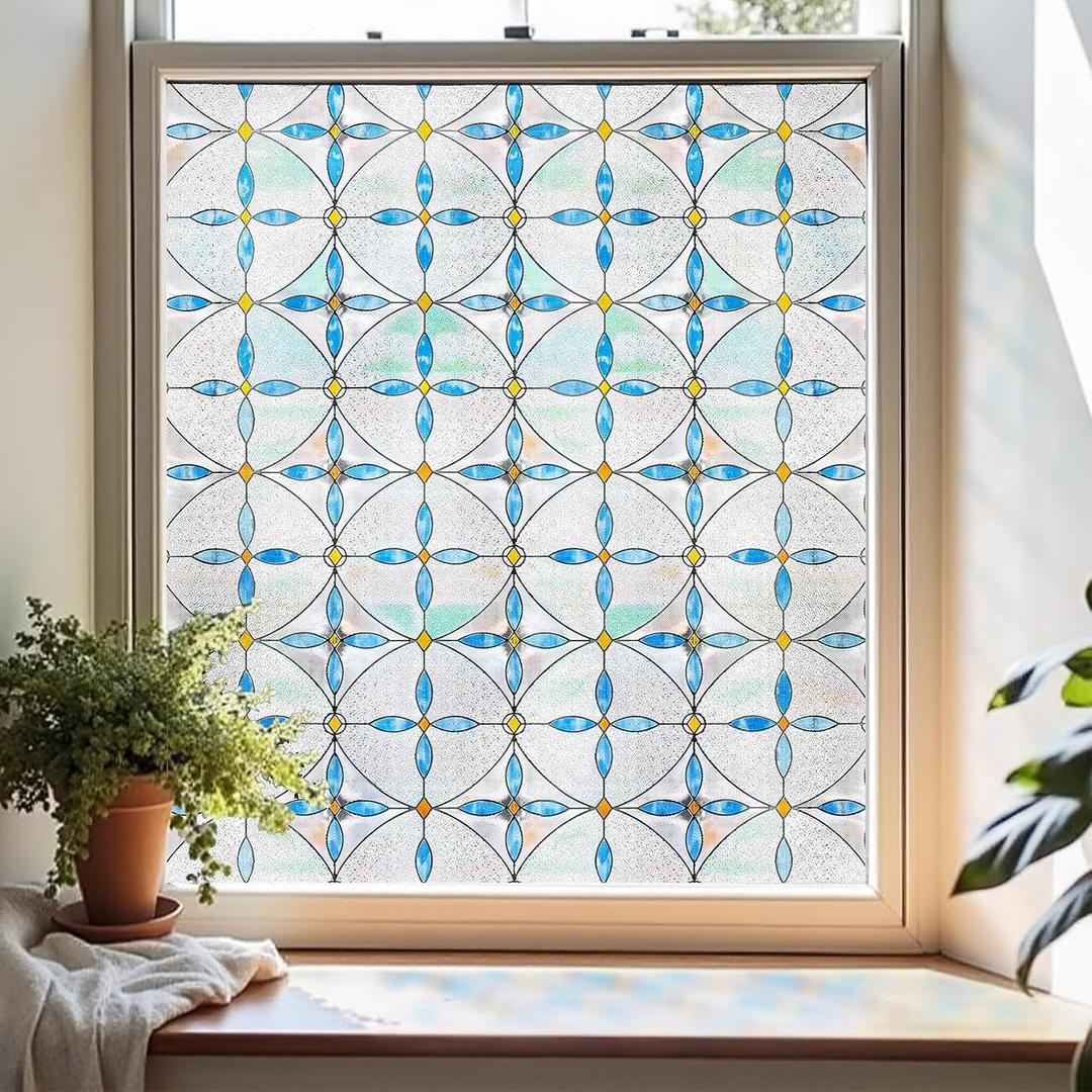 Window Privacy Film, 3D Stained Glass Window Film, 23.6x35.4in