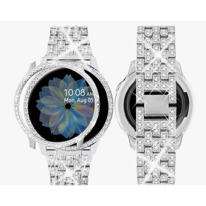 SUPOIX Band Case Compatible for Samsung Galaxy Watch FE 40mm 2024/ Galaxy Watch 5/4 40mm 44mm, 20mm Women Bling Replacement Strap&PC Protective Bumper Face Cover for Galaxy Watch 5/4 (Size Optional)