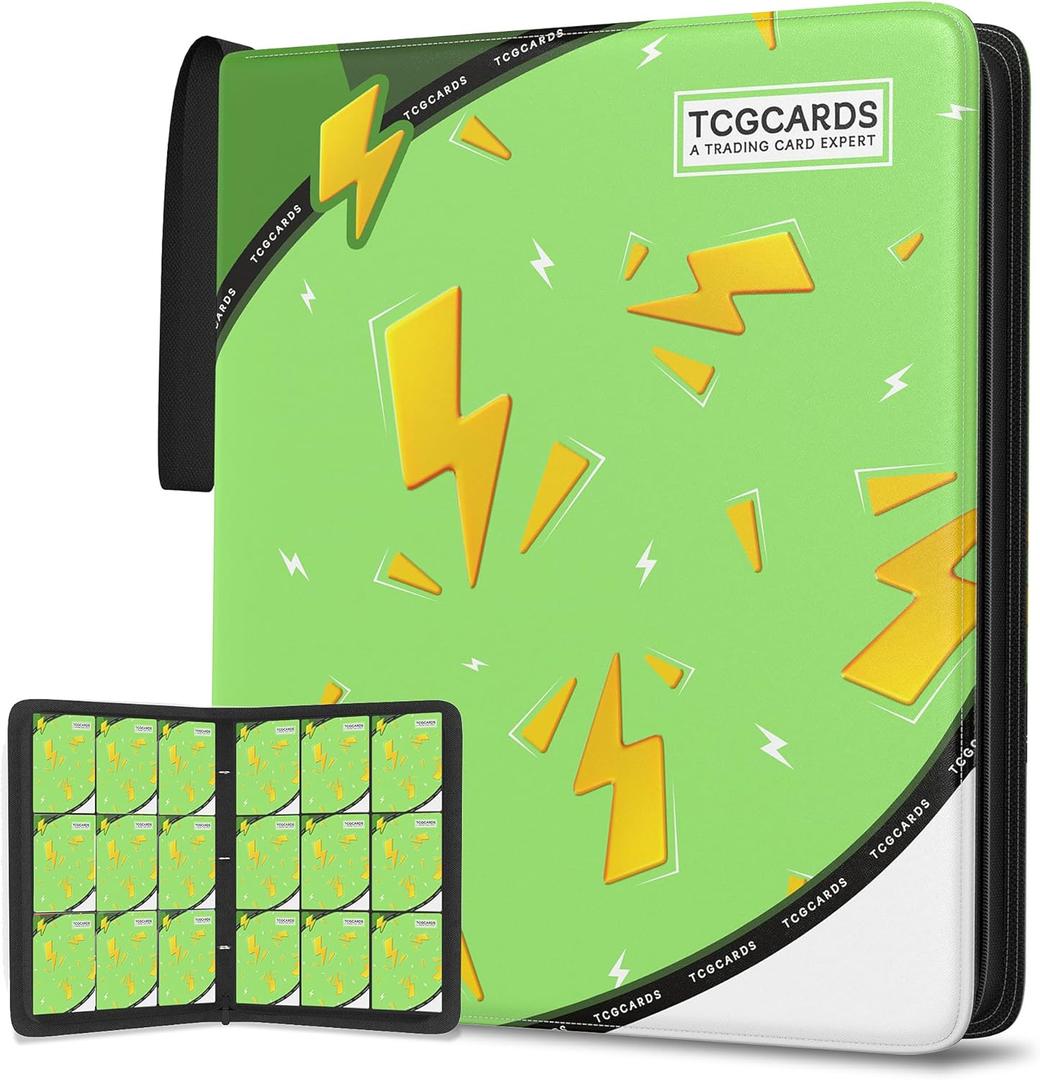 Trading Card Binder 9 Pocket,Card Binder 900 Pockets,Card Book Holder Cards with 50 Removable Sleeves,3-Ring Zip Design MTG/TCG/Sport Collectible Trading Card Albums Gifts for Boys and Girls (Green) (Large)