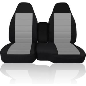 Front 60/40 Split Bench Seat Covers with Console Armrest Seat Cover-Gray Fit for Chevy Colorado GMC Canyon 2004 2005 2006 2007 2008 2009 2010 2011 2012