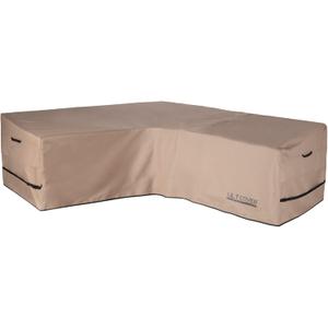 ULTCOVER Patio V-Shaped Sofa Cover Waterproof for 7-Seater Outdoor Sectional Furniture Couch 105 inch Wide,105"/105"(W)x32"(D)x30"(H), Brown (V-Shaped)