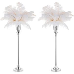 NUPTIO Centerpiece Vase Tall Wedding: 2 Pcs 30.5" Silver Flower Stand for Table Metal Trumpet Vase for Party Decorations