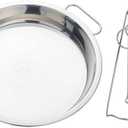 Buyer Star 9 Inch Stainless Steel Steaming Tray, Cold Noodle Plate w/Folding Hot Dish Plate Clip, Round Big Egg Drip Pan, Silver