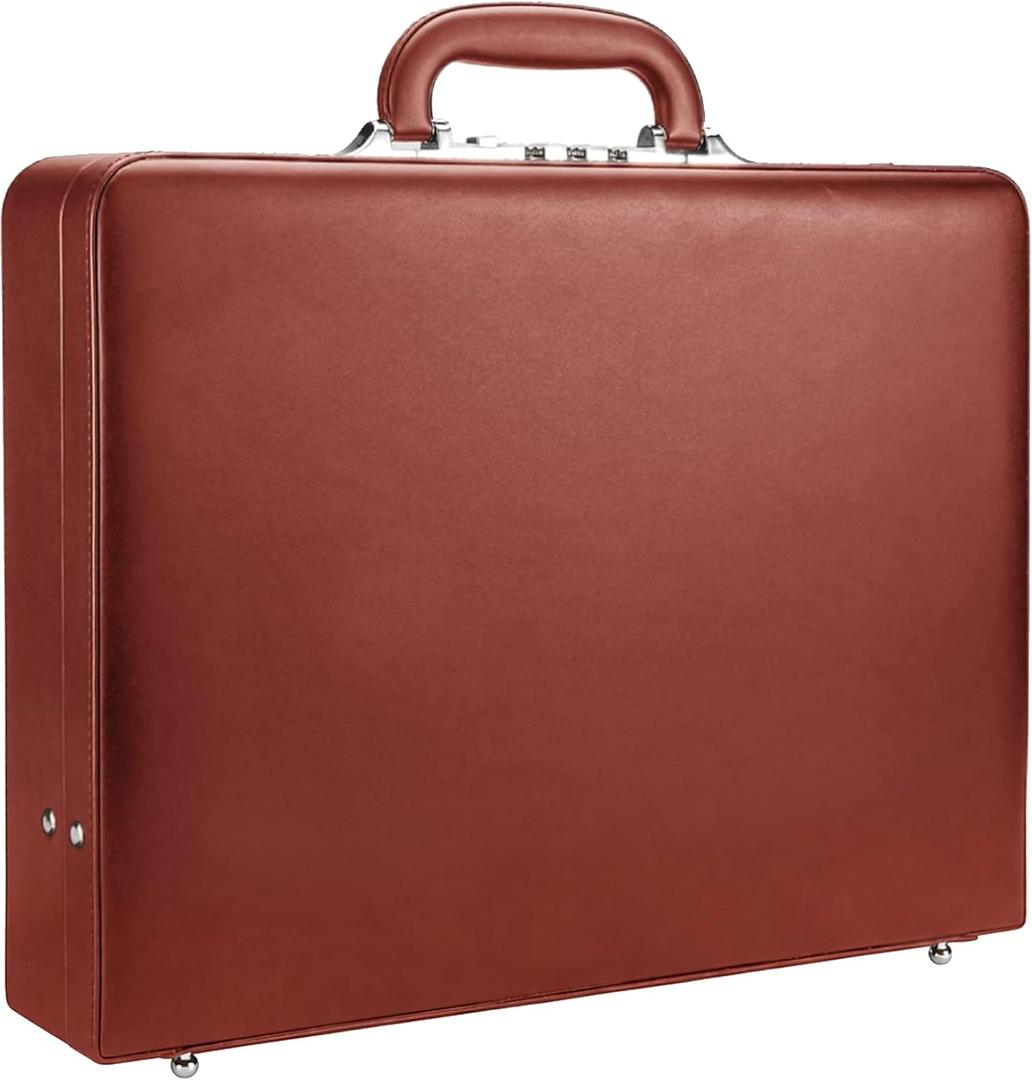 Briefcases for Men, Professional Leather Briefcase with Lock, Hard Shell Business Brief Case, Attache Case for 15.6" Laptop, Mens Hard Briefcase for Work Office Travel (Brown)