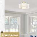 Gold Semi Flush Mount Ceiling Lights, 14" 4-Light Ceiling Light Fixtures with Fabric Shade in Quatrefoil Shape, Farmhouse Brass Drum Lighting for Kitchen Hallway Bedroom, AD-22007-4SF-GD