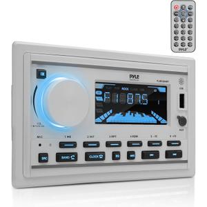 Pyle Boat Bluetooth Marine Stereo Receiver-Marine Head Unit Double DIN Stereo Receiver Power Amplifier&Speaker Kit-Hands-Free Calling,AM/FM/MP3/BT/USB/AUX-Remote,Speakers-Pyle PLMR3DNWT(White) Pyle Boat Bluetooth Marine Stereo Receiver-Marine Head Unit Double DIN Stereo Receiver Power Amplifier&Speaker Kit-Hands-Free Calling,AM/FM/MP3/BT/USB/AUX-Remote,Speakers-Pyle PLMR3DNWT(White)