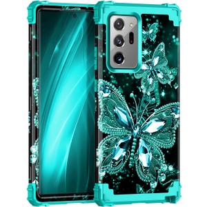 Miqala for Galaxy Note 20 Ultra Case,Glow in The Dark Three Layer Heavy Duty Shockproof Full Body Protection Hard Plastic Bumper+Soft Silicone Protective Case for Samsung Galaxy Note 20 Ultra,GreenBla