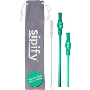 Sipify Flow-Limiting Dysphagia Straw for Safe Drinking | Aerating Straw for Elderly & Dysphagia Patients | Reusable Stainless Steel Straw with Soft Silicone Tip | Dishwasher Safe | 2 Pack