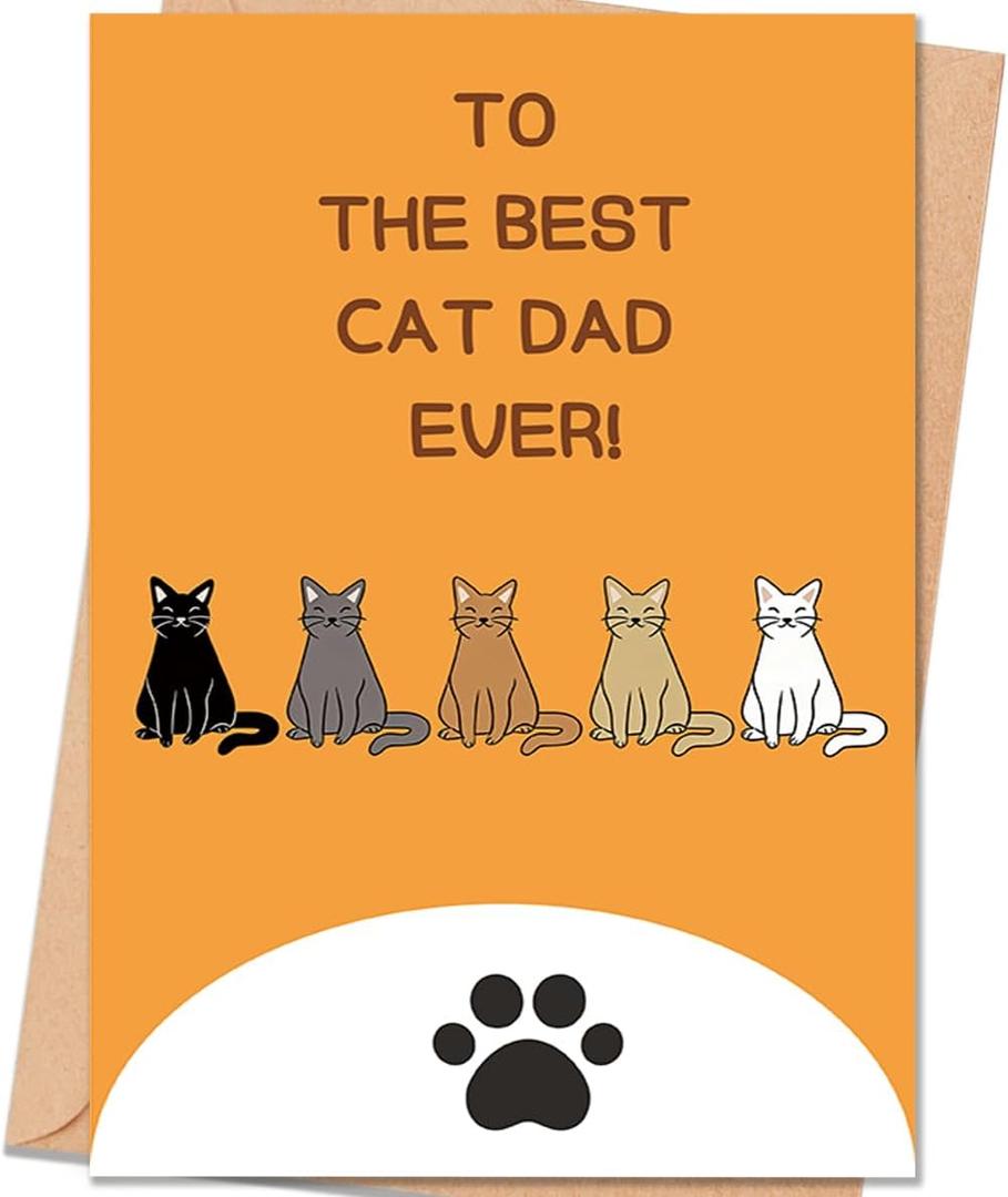 6 x Cat Dad Father's Day Card, Fathers Day Card Gift from Cat