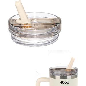 1 Pack 40 oz Tumbler Flip Straw Lid Fit for Stanley Quencher ProTour, Leak Proof Lid Compatible with Stanley Quencher 40 oz Tumbler, Spill Proof Lid for Cup Accessories (Cream)