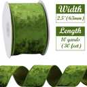 4 x HUIHUANG Moss Green Velvet Wired Ribbon 2-1/2 inch, Light Moss Wire Edge Ribbon for Spring Wreaths, Bows Making, Gift Wrapping, Gift Basket, Garland, Crafts, Easter Decor-Continuous 10 Yards/Roll