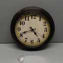 45MinST 13 Inch Red-Brown Vintage Large Wall Clock, Quartz, Battery Operated, Quiet Non-Ticking Accurate Movement with Bold Numerals, Elegant Home Decor