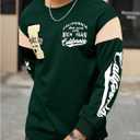 Floerns Men's Color Block Letter Graphic T Shirt Crew Neck Long Sleeve Casual Tee Tops Fall Clothes (Green, M)